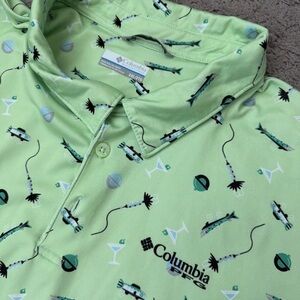 Columbia PFG Man’s XXL Polo Shirt Cocktails All Over Printed